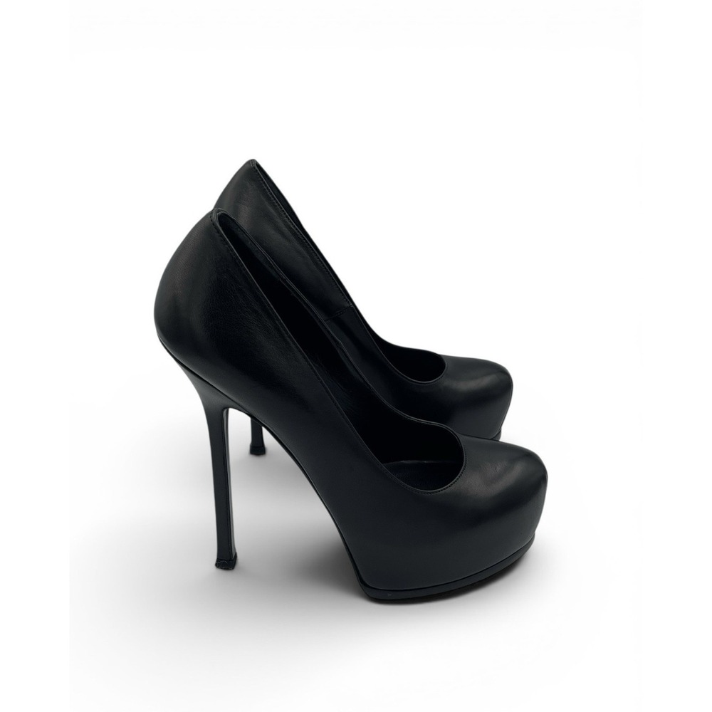Saint Laurent Tribtoo Platform Pumps Black Leather –Size 38.5 US 8.5 - Picture 7 of 14
